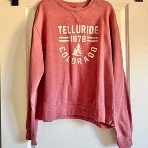 Oversized Telluride Colorado Vintage-Style Red Pullover Sweatshirt